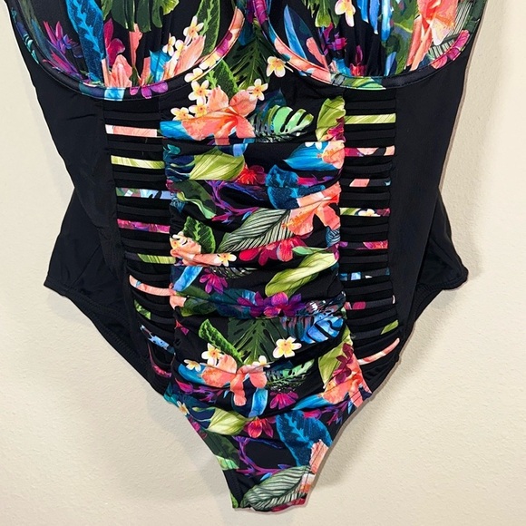 Swimsuits For All Bright Floral Ruched Underwire One Piece Swimsuit Women 20 NWT - Picture 6 of 15